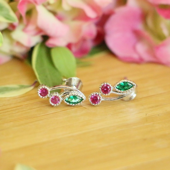 Sterling Silver CHERRY with Cubic Zirconia Stones - Picture 4 of 6